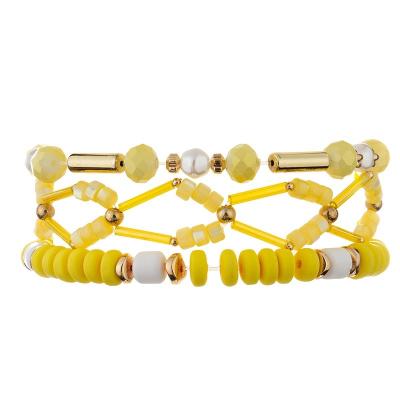 China El arte de oro geométrico de la mano del tubo del metal gotea la pulsera Crystal Set amarillo en venta