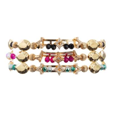 Chine L'étoile d'or de Zircon charment les bracelets élastiques faits main avec les perles plates de forme pour la fille à vendre