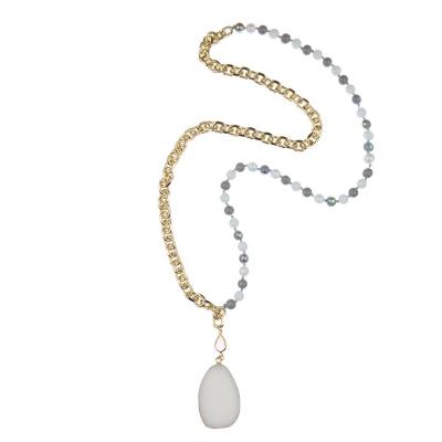 Chine La guérison pendante de Druzy de pierre gemme naturelle perle le collier 8mm avec la chaîne d'or à vendre