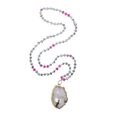 Китай Цвет Semi драгоценного ожерелья стеклянных бусин Druzy привесного Handmade металлический продается