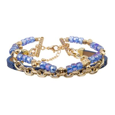 Chine Crystal Handmade Beads Bracelets Set bleu brillant 6.5in réglables à vendre