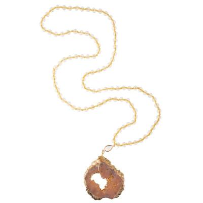 Chine Collier perlé multicolore pendant de Druzy de bord orange d'or fait main semi de façon précieuse à vendre