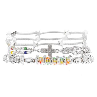 Chine Les perles multi de Boho argentent le bracelet élastique perlé empilable pour la mode de ressort à vendre