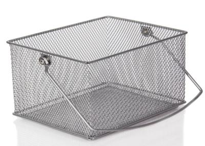 China Rectangular 370mm Lengh 250mm Width Wire Mesh Storage Baskets With Handle for sale