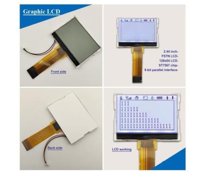 China 2.44 Inch Customized FSTN Lcd Display Module 128x64 Dots Driving IC ST7567 1/64Duty,1/9Bias for sale