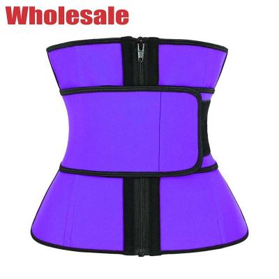 China OEM Purple Single Belt Latex Hourglass Waist Trainer With Zipper for sale