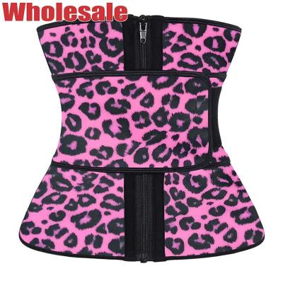 China Leopard Pink Latex Zipper Plus Size Waist Cincher For Weight Loss for sale