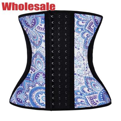 China Blue Floral Print 3 Rows Of Hook Waist Trainer Lower Belly Pooch Winter Use for sale
