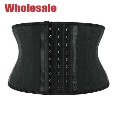 China Black 7 Inches 25 Boned Latex Short Torso Waist Trainer With Hooks for sale