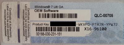 China Windows 7 Ultimate OEM Lable , Windows Product Key Sticker for sale