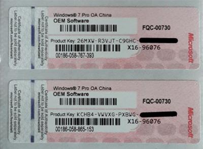 China High quality Windows 7 Pro Dell pink COA label With Original OEM Product Key Sticker for sale