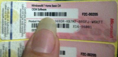 China OEM Windows Product Key Sticker for Windows 7 Home Basic for sale