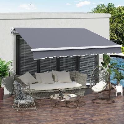 China Patio Awning Retractable Awning Outdoor Canopy with Crank Handle and Water-Resistant Polyester for Courtyard for sale