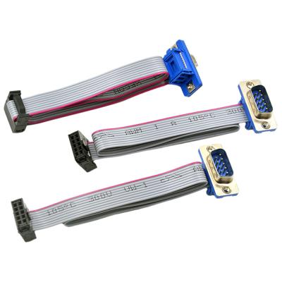 China 30cm Length Flat Ribbon Cable Assembly DB 9 Pin Male To Female Connector for sale
