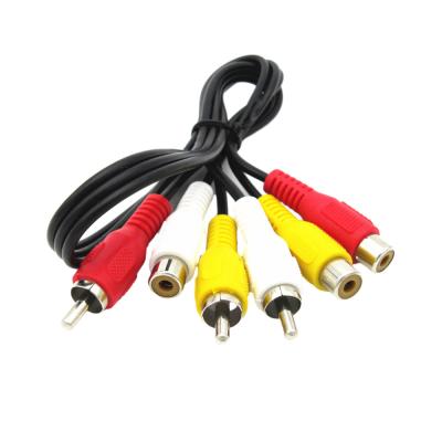 China Male To Female Video Audio Cables , 3 Rca AV Cable For Sound Speaker Projector for sale