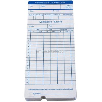 China 100pcs/ pack Time Cards/ punch paper cards for Bimi time recorder C100 Item OEM for sale