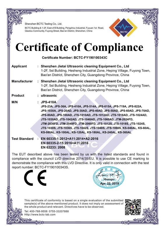 ce - Guangdong Blue Whale Ultrasonic Equipment Co;Ltd