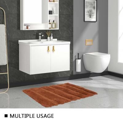 China Orange Color Shaggy Washable Rubber Backed Bath Mat for sale