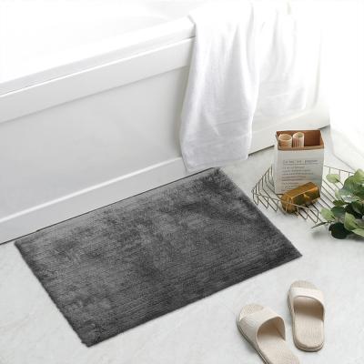 China Grey Rectangle Tufted Bath Mat Microfiber Covered for sale