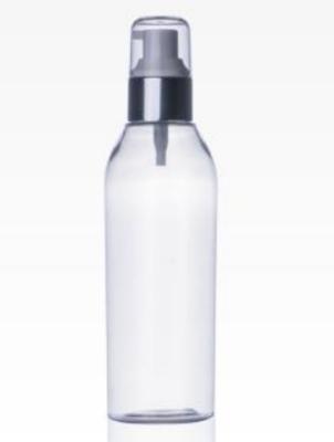China Round Shoulder Toner Water Plastic Cosmetic Bottes 200ml With Transparent Cap Silver Lotion Pump for sale