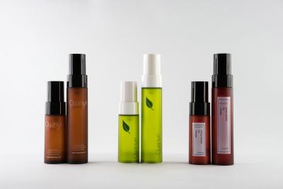 China Botellas ambarinas de la impresión ULTRAVIOLETA con la bomba/el desgaste - botella privada de aire resistente del espray en venta