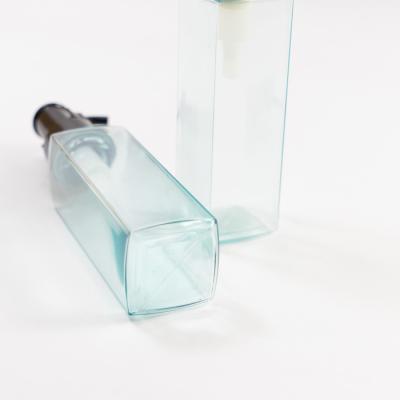 China 150ml Square Blue Clear Plastic Bottle For Toner Shampoo Lotion for sale