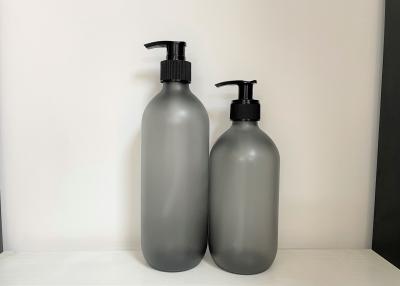 China Shampoo 450ml 550ml Grey Frosted Plastic Bottle With Black Pump for sale