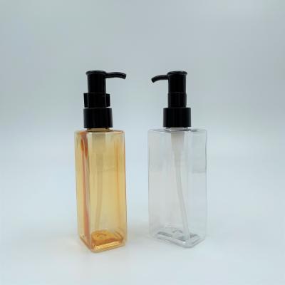 China Coated Shampoo Square Plastic Lotion Bottles 150ml With PP Pump for sale