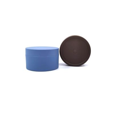 China Matte Blue 30g Plastic Cosmetic Jars With White Cap for sale