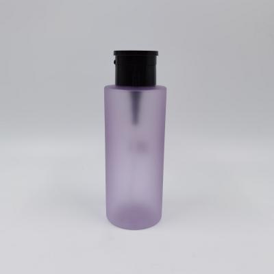 China Purple Matte Plastic Cosmetic Bottles 300ml 350ml 400ml Make Up Remover for sale