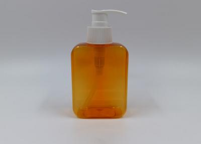 China Orange Clear Flat Plastic Cosmetic Bottles Hand Wash Body Cream PET Container  180ml for sale