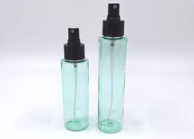 China Empty Gloss Green Printing PET Plastic Bottle 15ml Cylindrical With Black Sprayer for sale