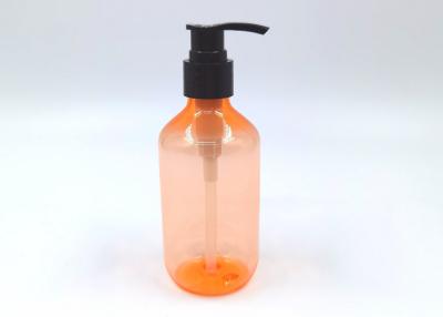 Cina Provetta di plastica trasparente arancio 250ml 500ml del corpo con la pompa nera della lozione in vendita