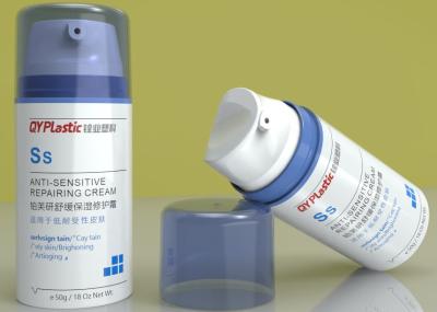 Cina Bottiglia cosmetica blu senz'aria cilindrica del siero pp del fronte di colore del recipiente di plastica 30ml 50ml in vendita