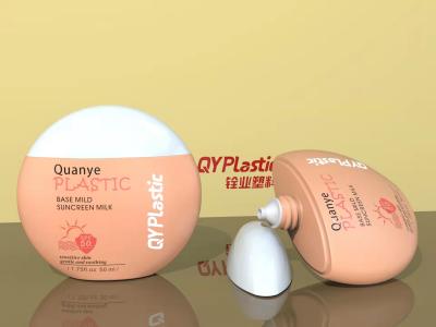China HDPE Plastic Squeeze Bottle Round Shape 50ml Sunscreen Cream With PP Cap for sale