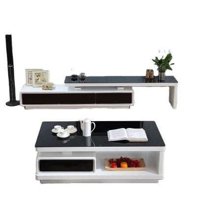 China (Others) 2021 simple design adjustable home furniture TV stand modern living room coffee table and TV stand set for sale