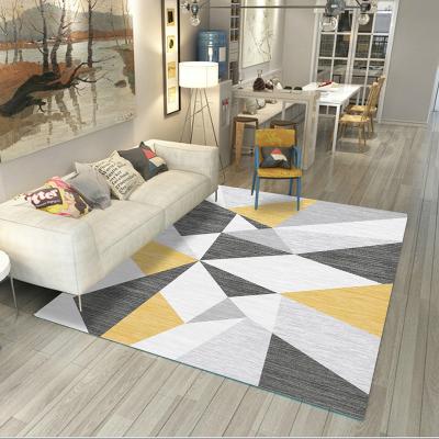 China Washable Cheap Rugs And Blankets Nordic Geometry Shape Polyester Printed Carpet Tile Rug For Living Room for sale