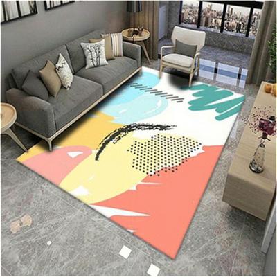China Washable Cheap Rugs And Blankets Geometry Shape Nordic Polyester Printed Carpet Tile Mat For Living Room for sale