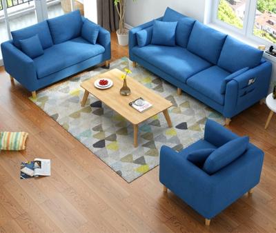 China Wholesale adjustable modern style fabric blue fabric (other) apartment furniture 3 seaters fabric sofa for sale