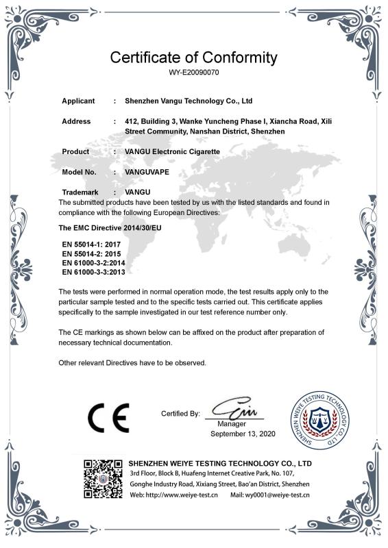 CE - Shenzhen Vangu Technology Co., Ltd.