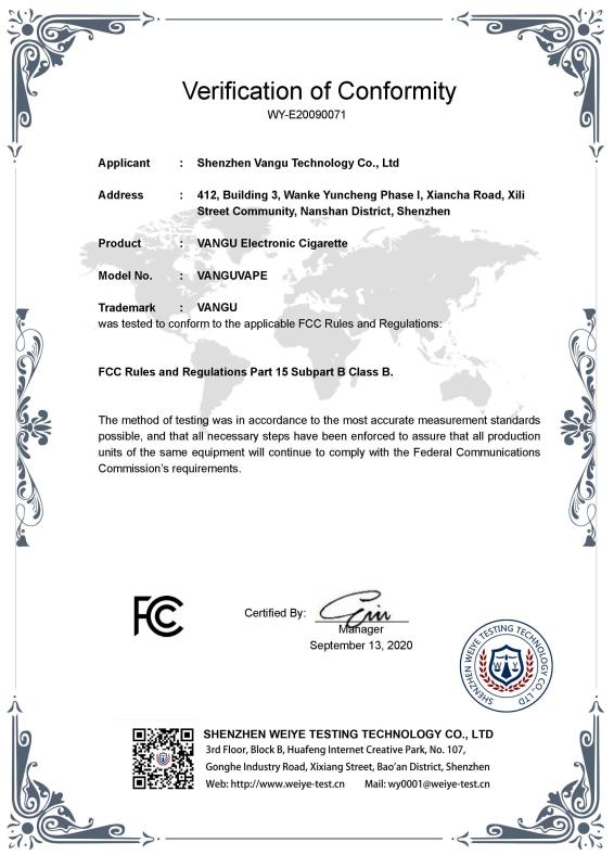 FCC - Shenzhen Vangu Technology Co., Ltd.