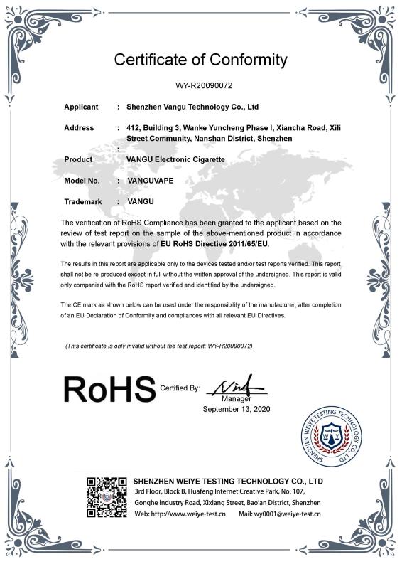 ROHS - Shenzhen Vangu Technology Co., Ltd.