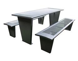 Quality Rust Resistant Commercial Picnic Bench , Powder Coated Metal Outdoor Table And for sale