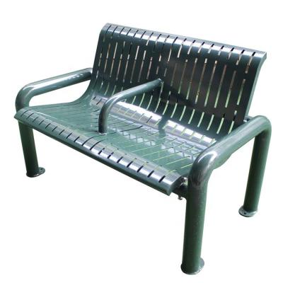 China Laser Cut Steel Park Outdoor Metal Benches With Backrest Armrest for sale