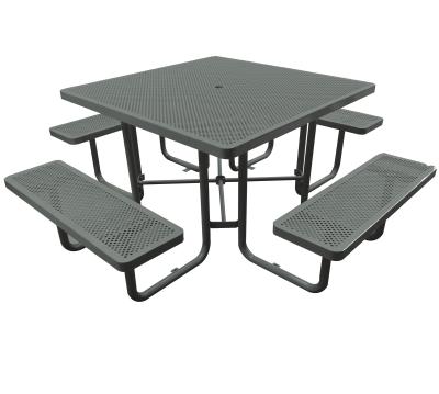 China Perforated Steel Metal Outdoor Picnic Tables And Bench Voor Speelplaats Sportcentrum Te koop