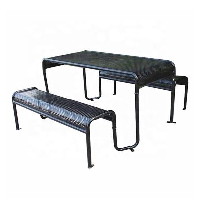 China Mesas de picnic al aire libre negras impermeables, silla de mesa de acero recubierta en polvo en venta