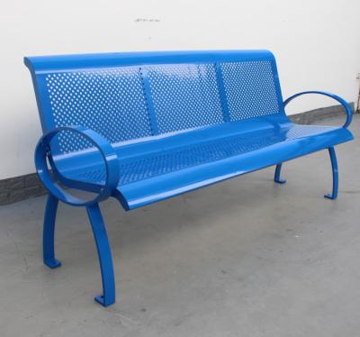 China Commercial Park Outdoor Metal Benches With Powder Coated Perforated for sale
