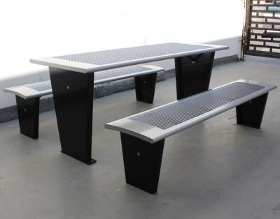 China Rust Resistant Commercial Picnic Bench , Powder Coated Metal Outdoor Table And Chair for sale