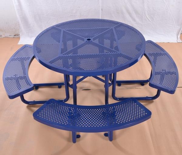 Quality Mild Steel Metal Outdoor Table Benches With Flanged Surface Mounted Type OEM for sale
