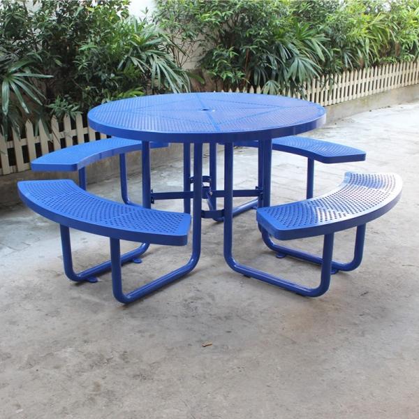 Quality Mild Steel Metal Outdoor Table Benches With Flanged Surface Mounted Type OEM for sale